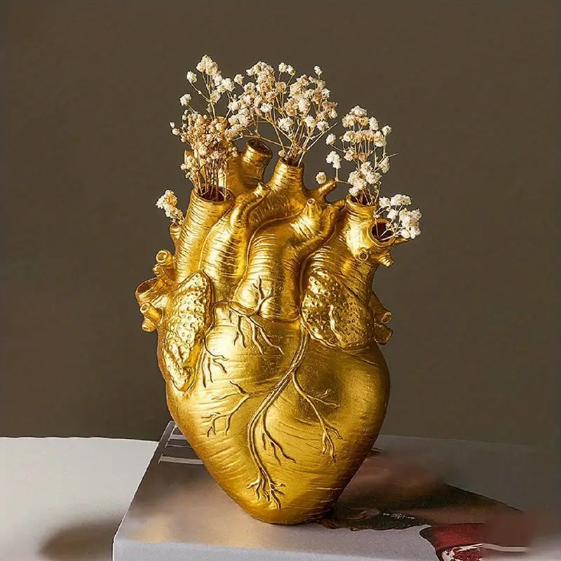 Variant image for Herzförmige Blumenvase aus Keramik – 30 cm hoch in Rot, Schwarz, Weiß und Gold für romantische Akzente-4
