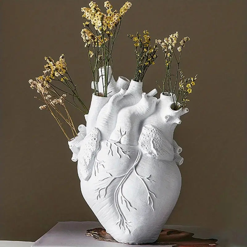 Herzförmige Blumenvase aus Keramik – 30 cm hoch in Rot, Schwarz, Weiß und Gold für romantische Akzente-1