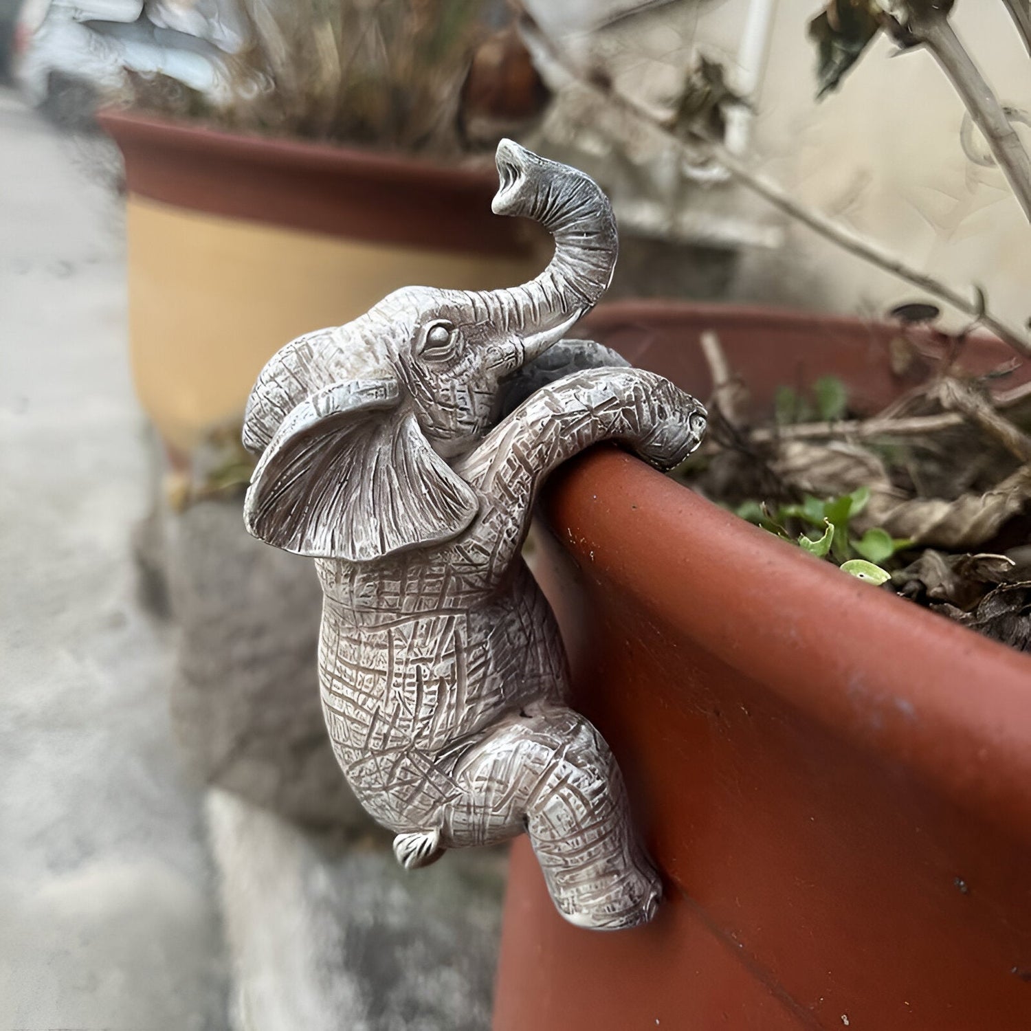 Hängender Elefant Blumentopf aus Kunstharz – Dekorative Pflanzenschale für Innen und Außen, Mehrfarbig-2
