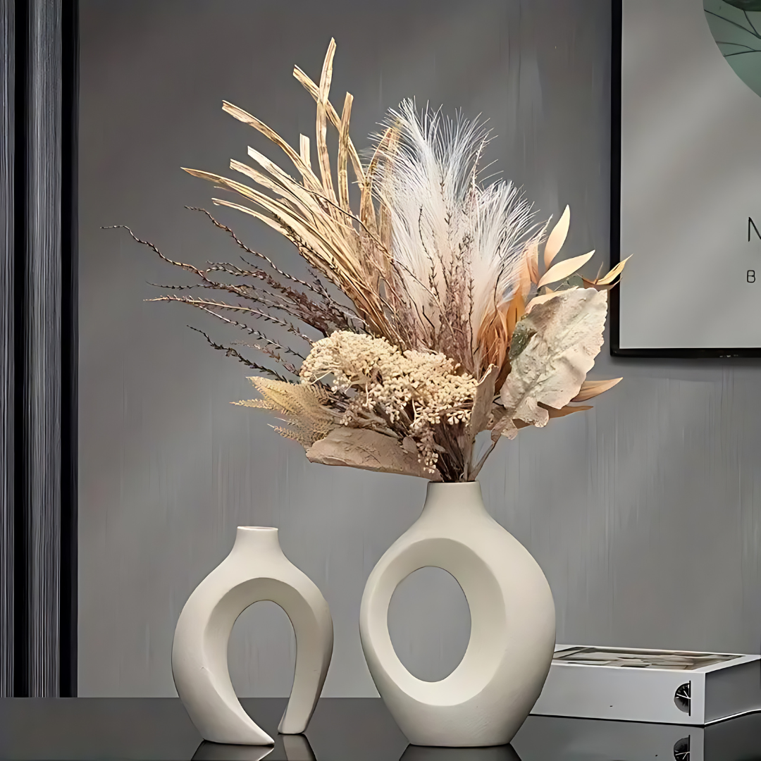 Skandinavische Keramikvase in Weiß – Elegante Blumenvase für stilvolle Wohnräume, Vielseitig und Hochwertig-3