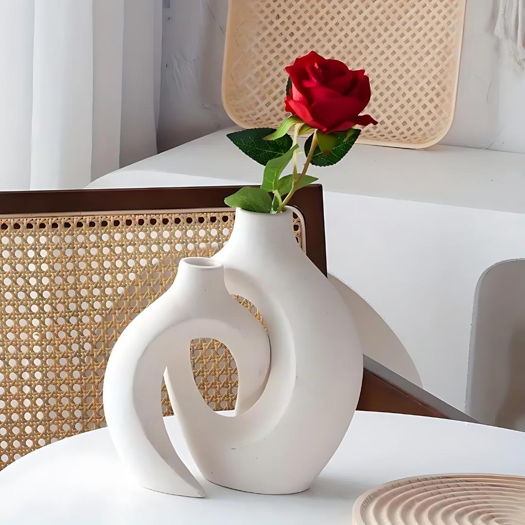 Variant image for Skandinavische Keramikvase in Weiß – Elegante Blumenvase für stilvolle Wohnräume, Vielseitig und Hochwertig-2