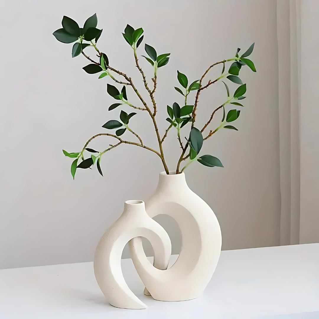 Skandinavische Keramikvase in Weiß – Elegante Blumenvase für stilvolle Wohnräume, Vielseitig und Hochwertig-4
